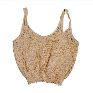 🌸🤍 Blush Pink Lacy Crop Tank · Black Poppy · Juniors XS